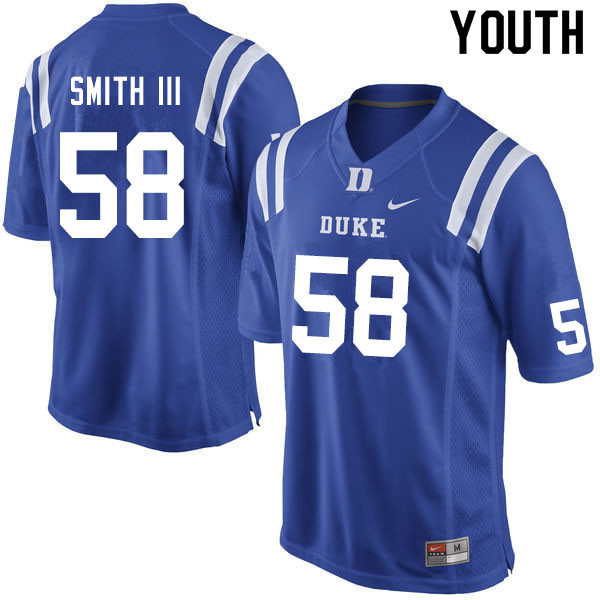 Youth #58 Gary Smith III Duke Blue Devils College Football Jerseys Sale-Blue